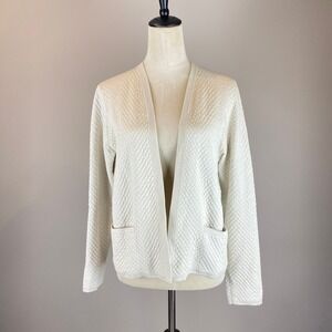 Eileen Fisher Open Front Silk Blend Cardigan Women's Size Medium Petite